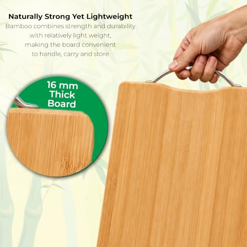 Image of Hawkins Bamboo Chopping Board Big 255 x 360 mm |100% Food Safe |Natural Bamboo |Strong & Lightweight |Durable |Eco-Friendly Cutting Board (BCBB)