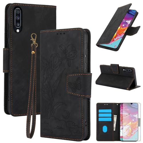 Coque Samsung Galaxy A70 rabat portefeuille antichoc verre trempé et porte-cartes A70S