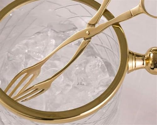 Cubo de hielo térmico de vidrio, enfriador de champán con pinzas de acero inoxidable, bandeja de almacenamiento creativo de lujo para cubitos de hielo, accesorios esenciales de bar