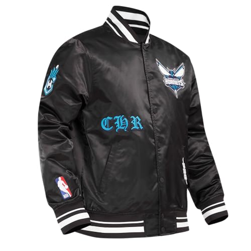 Pro Standard MENS NBA CHARLOTTE HORNETS OLD ENGLISH SATIN JACKET BLACK XL - Image 5
