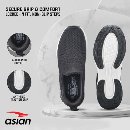 Image of ASIAN Wonderwalk Pro-16 Men's Walking Shoes with Ultra-Soft Cushioning | Slip- On Shoes with Lightweight Design | Ideal for Daily Walking, Gym & Travel