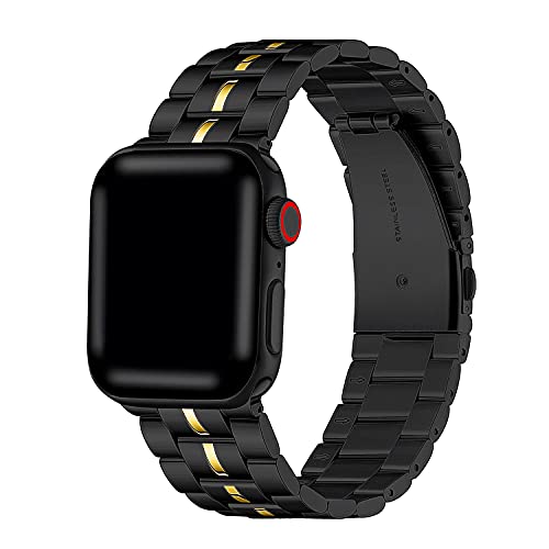 Ownace Compatible For Apple Watch Band 42Mm/44Mm/45Mm/49Mm Men Series8/ 7/1/2/3/4/5/6/Se, Upgraded Version Solid Stainless Steel Metal Replacement Iwatch Bands (42Mm/44Mm-Black And Gold) #TOP1