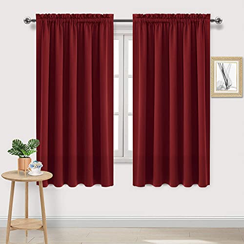DWCN Blackout Curtains for Bedroom – Rod Pocket Thermal Insulated Noise Reducing Noise Reducing Drapes for Living Room, W 60 x L 63 Inch, 2 Panels, Burgundy by DWCN - Used condition - US$16.94