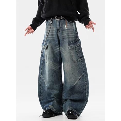 Barrel Jeans Men Super Baggy Cargo Skater Denim Pants Streetwear High Waist Barrel Leg Bottoms Washed Loose Fit Vintage3