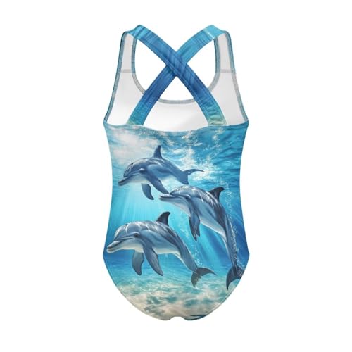 Image of One Piece Swimsuit Girls Cross-Back Bathing Suit 5-14Y Kids Swimwear Cute Swimsuits Sleeveless Bathing Suits