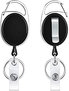 Redamancy 2 Pcs Retractable Lanyard, Retractable Keyring, Id Badge Holder Retractable, Extendable Carabiner Reel Clip, Retractable Badge Reels for Key Ring ID Card Badge Holder