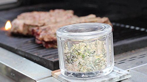 Kook Glass Salt Cellar, With Glass Lid, Embossed Pressed Glass, Clear Storage Container, For Coffee, Sugar, Spices And Candies, Dishwasher Safe, 10 Oz #TOP2