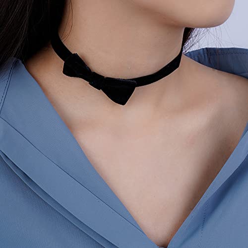 Chargances Vintage Black Bow Choker Necklace For Woman Gothic Black Velvet Collar Choker For Women Girls Gift Halloween Party #TOP7