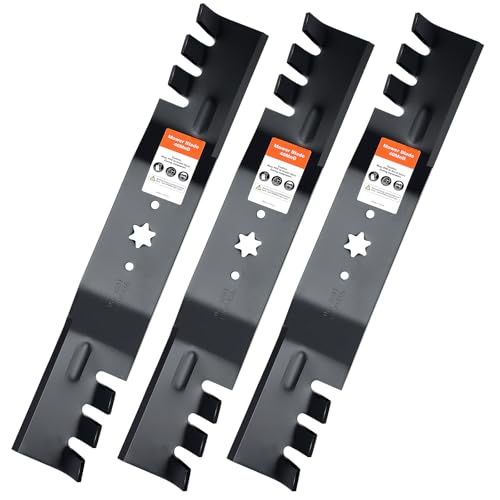 Grasscool 942-0677B Mower Blades with 6-Star Mounting Pattern for Cub Cadet 54 Inch Deck Mower RZT54 RZT-S54 SLT1554 GT1554 LGT1054 GT1054 GTX1054 T310 54'' Zero Turn Lawn Tractor (Toothed Mulching)