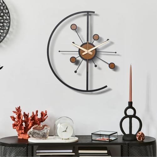 Image of Stylish Metal Wall Clock for Living Room, Bedroom, Office, Kitchen, Home and Hall | Antique Fancy Big Size Modern Wall Watch for Home Decor (Style-37, 50 CM)