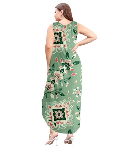 Image of Wolddress Womens 2026 Plus Size Sleeveless Tank Dress Casual Loose Sundress Split Summer Beach Long Maxi Dresses with Pockets