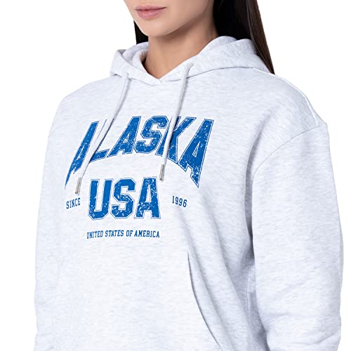 Image of Mode By Red Tape Women's Grey Melange Printed Hoodie
