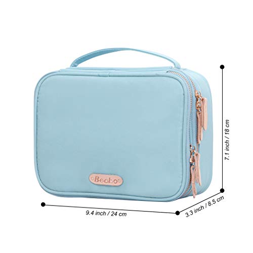 Becko Double Layer Jewel Organizer Bag case Travel Jewelry Roll for Multiple Necklaces, Rings, Bracelets, Large Capacity Without Crease, Lightweight, Portable & Practical - Blue