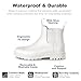 Planone Short Rain Boots for Women Chelsea Fashion Waterproof Ankle Non-Slip Matte Surface Rubber Boots Lightweight Outdoor Garden Shoes Work Booties for Ladies with Arch Support and Removable Comfort Insole