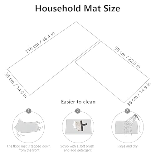 Image of YAGVIZ Anti Fatigue Kitchen Rug Sets 2 Piece Non Slip Kitchen Mats for Floor Cushioned Kitchen Rugs & Mats Waterproof Comfort Standing Mat Runner for Kitchen,Home Office,Sink,Laundry