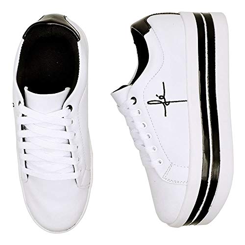 Tênis Feminino Bordado Fé Salto Plataforma Anabela Macio Cor:Branco;Tamanho:40