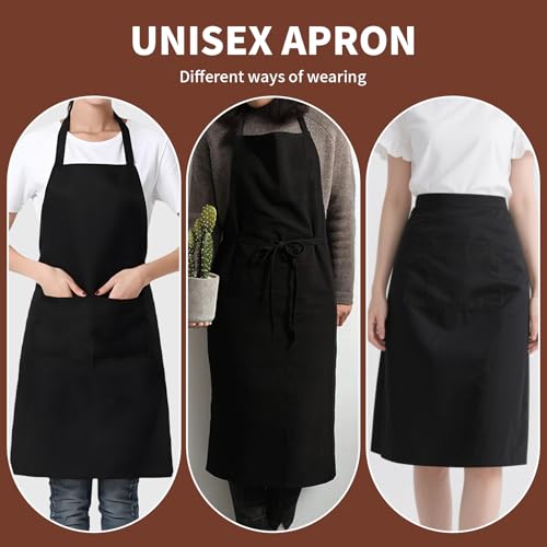 XdealCozyxc 2 PCS Black Apron with Pockets for Men Women Kitchen Cooking, Adjustable Catering Aprons - Cosy Home Interiors XdealCozyxc 2 PCS Black Apron with Pockets for Men Women Kitchen Cooking, Adjustable Catering Aprons - Image 6