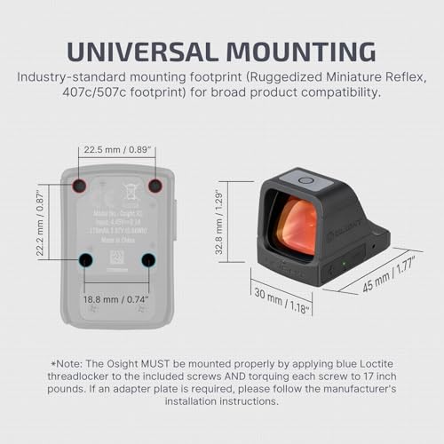 image for OLIGHT Osight 3 MOA Rechargeable Dot Open Reflex Sight with Charging C
