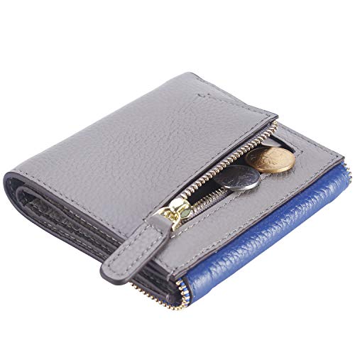 Image of Lavemi Ultra Thin Small Compact Leather Womens Girls Wallets RFID Blocking Credit Card Holder for Women, 2- Envelope Blue /Gray, One Size