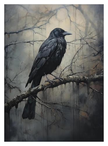 Impression sur toile de merles noirs décoration murale gothique