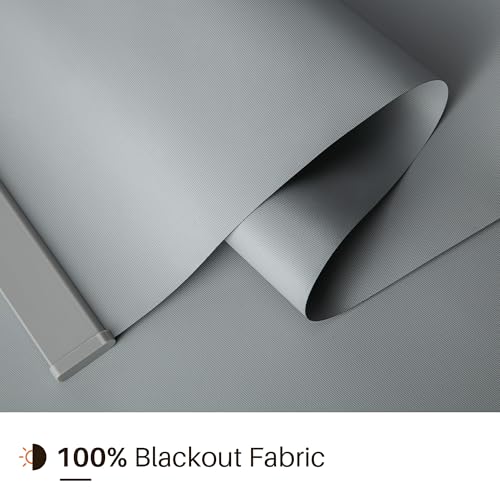 Image of Cordless Blackout Roller Shades, Free-Stop Window Shades Pull Down, Room Darkening Thermal Insulated Fabric Roller Blinds for Indoor Windows Bedroom Office (Gray, 48 inch W x 72 inch H)