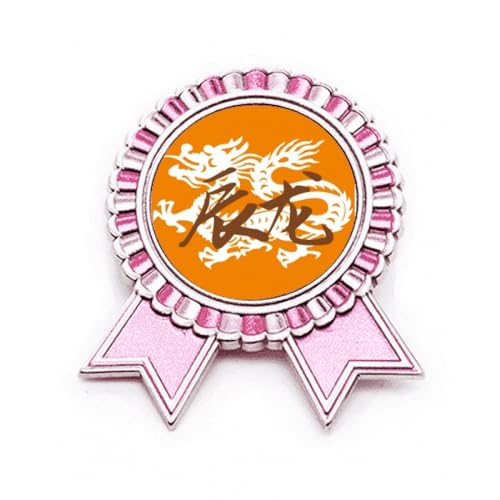 Broche Dragon du Nouvel An chinois en métal rose M, le cadeau idéal pour porter chance et bonheur.