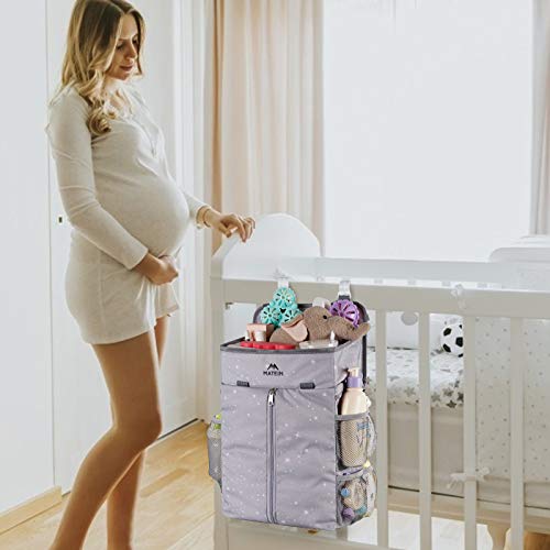 MATEIN Hanging Diaper Caddy, Portable Diaper Organizer Stacker, Nursery Storage for Changing Table, Crib, Playard or Baby Bed Stroller - Gifts for New Mom after Birth MATEIN Hanging Diaper Caddy, Portable Diaper Organizer Stacker, Nursery Storage for Changing Table, Crib, Playard or Baby Bed Stroller - Gifts for New Mom after Birth