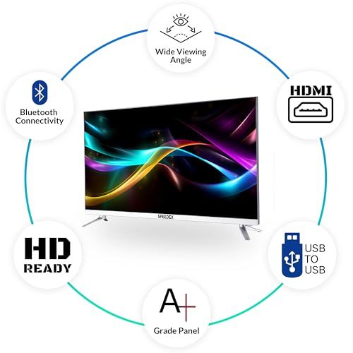 Image of SPEEDEX 32 inches Frameless HD Ready Smart LED TV, Silver Stand