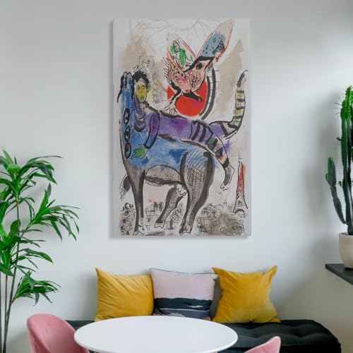 Impression sur toile Chagall vache bleue 40x60cm pour déco salon - 6
