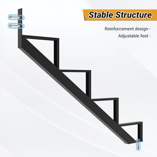 Steel Stair Step Riser 2 Pack, 4-Step Steel Stair Stringer, One Step Stair Stringer for Outdoor Steps and Outdoor Stairs