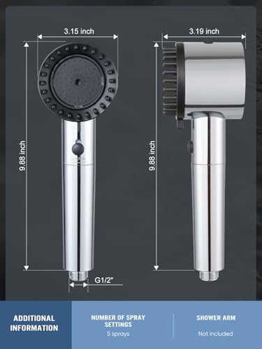 Pomme de douche Cobbe haute pression chrome avec filtration eau dure - 8