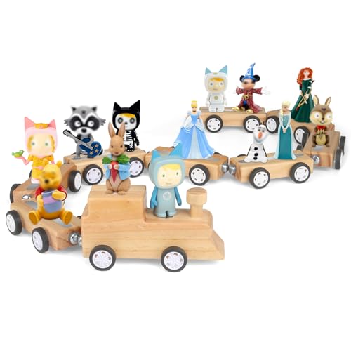 Image of Miniature Train for Tonies Stories Figures Organizer Storage Shelf, Wooden Magnetic Holder for Tonies Characters for Children, Display Collection 10~15 Characters, Funny Little Car