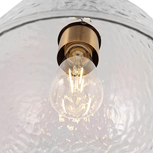 Uolfin Pendant Lighting For Kitchen Island，Modern Gold Glass Chandelier With 10.6” Large Water Ripples Clear Glass Shade For Dining Room, Kitchen Island, Bar, Hallway #TOP5