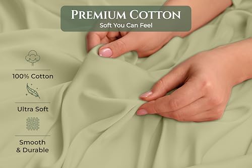Image of Royale Linens 100% Cotton Pillow Cases King Size Set of 2 - Percale Pillowcase - Sage Green Pillow Cases Soft Cooling & Breathable Hotel Cotton Pillowcases, Fits King Pillows (20 inchx40 inch, Sage Green)