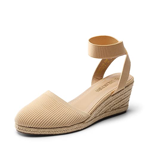 Image of DREAM PAIRS Women's Ankle Strap Wedge Sandals | Espadrilles Sandals, Elastic Ankle Strap, Cushioned Comfort for Summer Outfit, Fashion Dressy Shoes