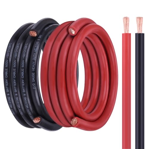 Image of 2 /0 Battery Cable 20FT Red+Black, 2 /0 Welding Cable for Automotive, Marine and Solar
