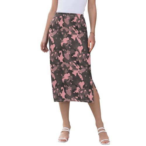 Women's Flowy Stretch Midi Skort Beach Midi Skirt with Slit