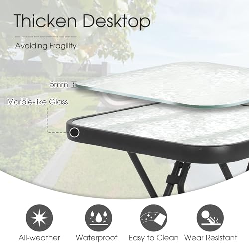 image for HOMEFUN Outdoor Side Tables Square Folding Patio End Table with Temper