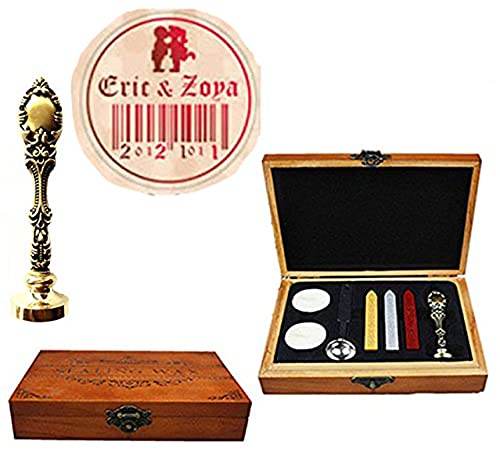 Sceau de cire vintage personnalisé en bronze avec son coffret en bois