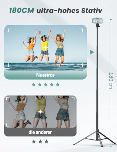 71'' Phone Tripod & Selfie Stick, Tripod for iPhone with Detachable Remote, Portable Phone Tripod Stand for Video Recording, Travel Tripod for Cell Phone, Compatible with Smartphones, DSLR - Image 3