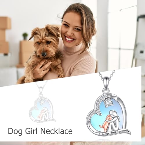 Moonstone Necklace 925 Sterling Silver I Love My Dog/Elephant/Cat Heart Shape Pendant Necklace Animal Jewelry Gifts for Women Mom Grandma3