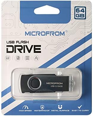 MICROFROM USB 3.0 Flash Drive 64GB USB Flash Storage with 360°Rotated Design, Speed up to 150MB/S Memory Stick with ABS and Metal Design for Data ...