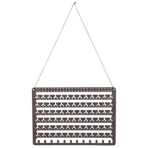 CIMAXIC 壁掛け式イヤリングオーガナイザー:吊り下げ式ジュエリーディスプレイラック、木製ネックレスホルダー、チェーン付きイヤリング収納棚、壁掛けジュエリーオーガナイザー