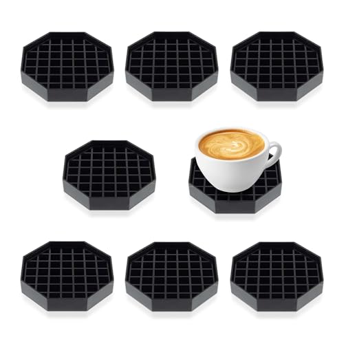 OCS Parts 4-Inch Coffee Countertop Drip Tray | 8-Pack | Spill Preventer Octagon Drip Tray with Removable Honeycomb Grate | Easy to Clean Dishwasher Safe