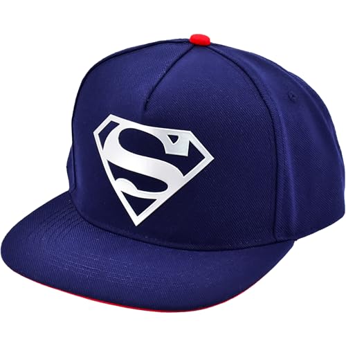 Image of DC Comics Superman Snapback Hat, Adult Baseball Cap with Flat Brim, Navy, One Size, Navy, One Size