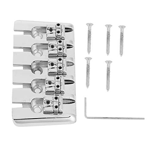 5 String Electric Bass Saddle Set,Bass Saddle Set Repair Parts with 5 Screws Wrench for 66mm 5 String Bass