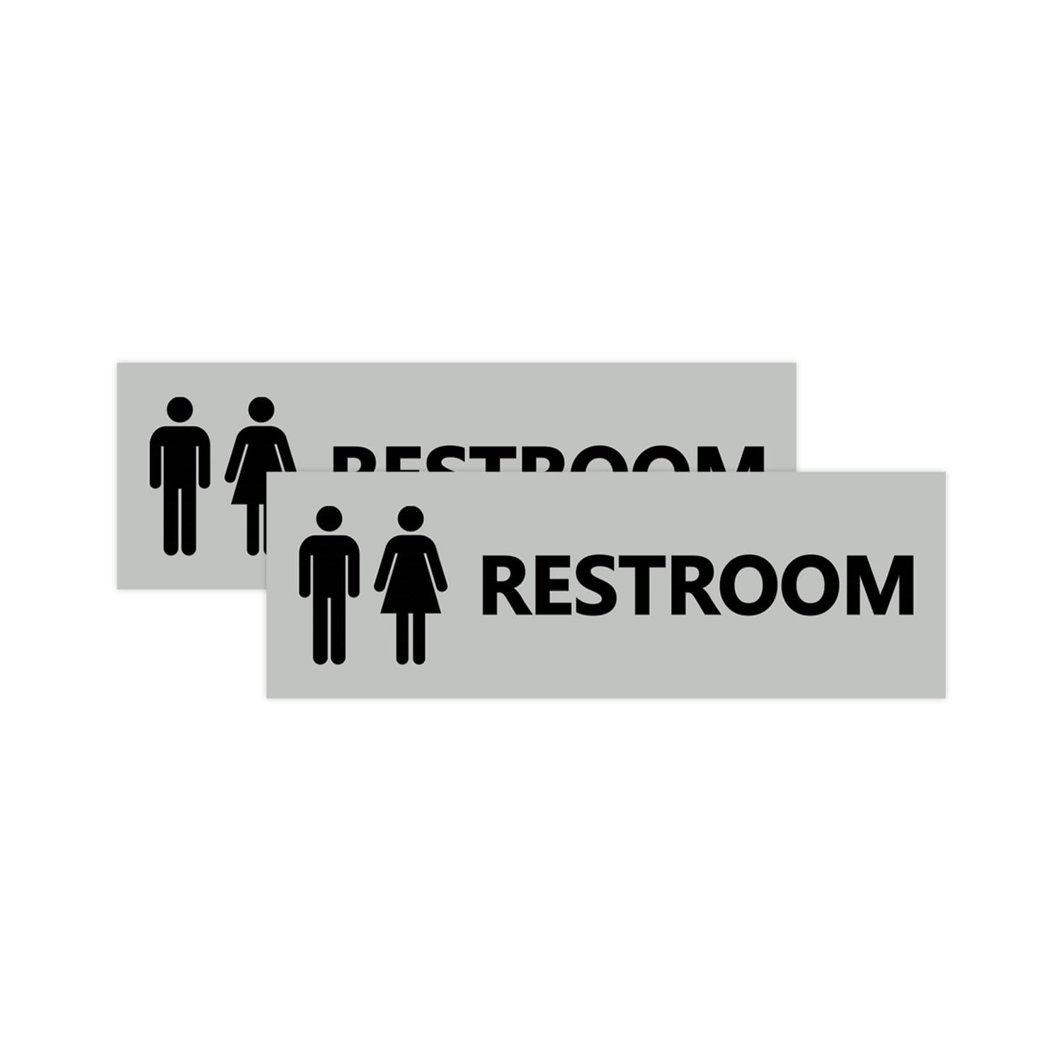 Signs ByLITA Basic Unisex Restroom Sign (Lt Gray) - Large2 Pack