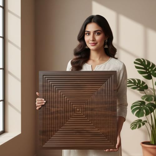 Image of Kayra Decor 3D PVC Wall Panels for Bedroom & Living Room | Line Design | Blackwood Color | 19.7 x 19.7 Inch | Pack of 12 | 32.28 Sq Ft