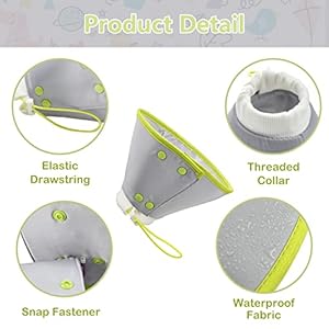Vehomy Cat Recovery Collar Adjustable Cat Dog Cone Collar Pet Elizabethan Collar Soft Lightweight Dog E Collar for Cat Kitten Puppy to Stop Licking Wounds After Surgery Grey L