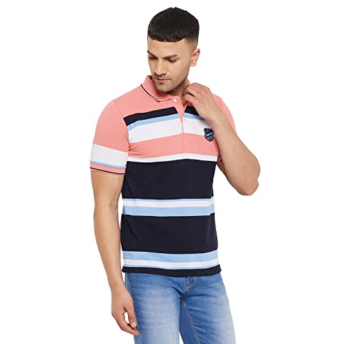 Image of First Krush Men's Half Sleeve Polo Neck Striper T-shirt-RSFPKTS-01